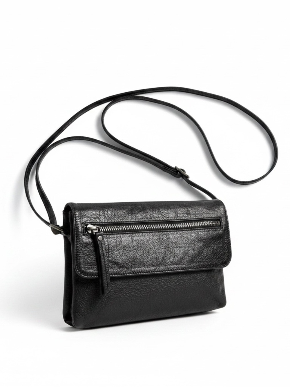Day & Mood Black Leather Crossbody Bag - Classic Women's Shoulder Purse
